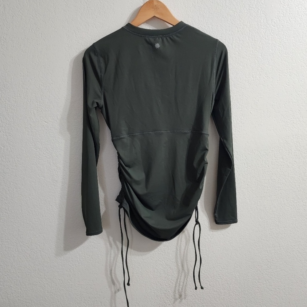 SOLD ATHLETA Ruched Rashguard Green Size S - Picture 3 of 10